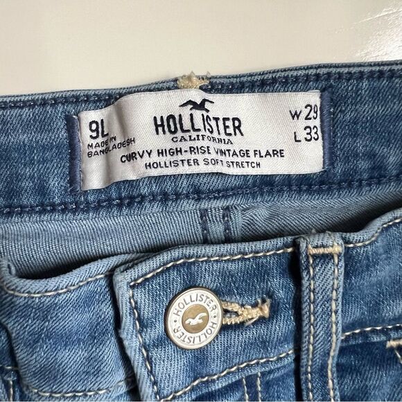 Hollister Jeans Flared Curvy High Rise Vintage Flare Tall 29 Patch Pockets - Picture 6 of 9